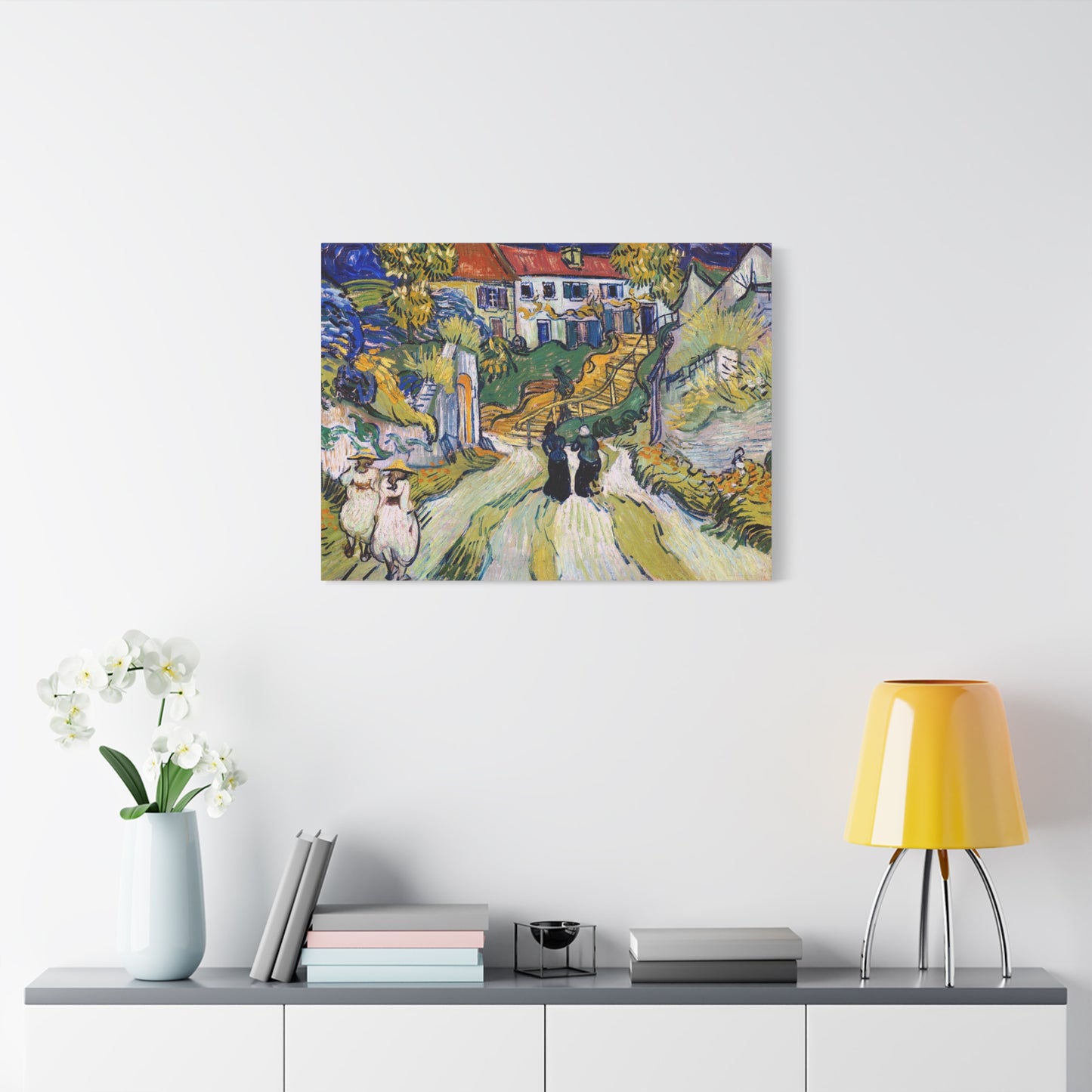 Canvas ~ Stairway at Auvers, Famous Landscape Painting (Vincent van Gogh 1890)